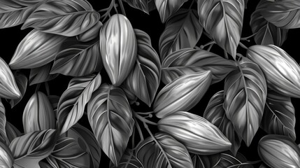 A close-up shot of a single plant in monochrome