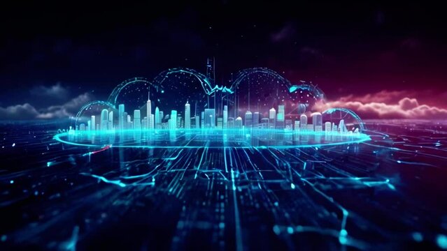 Cloud computing and Big data concept. Technology connectivity of digital data and futuristic information. Abstract hi speed internet of internet of things IOT big data cloud computing .