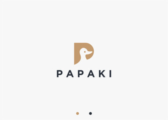 letter p with duck logo design vector silhouette illustration