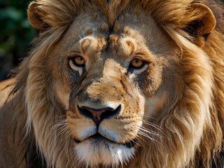 portrait of a beautiful lion, precise details