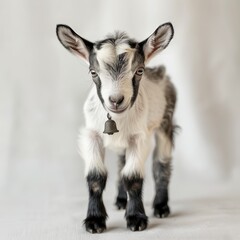 Obraz premium A baby goat with a tiny bell around its neck stand 6 3