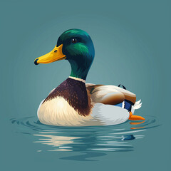 Vector_cute_Duck_swimming_calmly_cartoon_vector_
