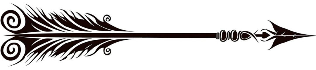Spiral Tribal Arrow Graphic on White Background