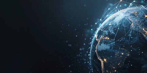 Obraz premium wallpaper global planet network line transfer data cyber, blue colors, futuristic, space, blue, transfer, science, network, planet, future, connection, background, line, abstract, modern, hacking 