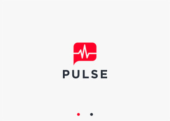 letter p with pulse logo design vector silhouette illustration