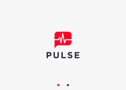letter p with pulse logo design vector silhouette illustration