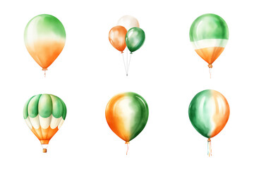 ireland hot air Baloon Collection Bundle Set Isolated on a Transparent Background