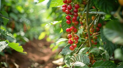 When the ripe red srikaya is ready for harvest in a garden