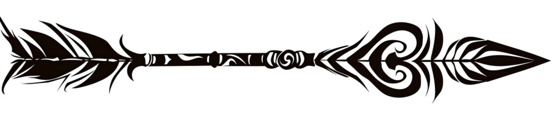 Minimalistic Tribal Black and White Arrow with Spirals