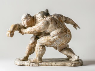A sumo wrestler pushing an opponent depicted with  22