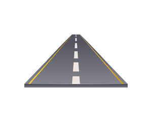 Straight road with white markings vector isolated on white background.