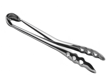 Stainless steel kitchen tong isolated on white background. Perfect for cooking, grilling, and serving food.