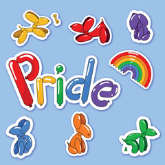 Balloon Dog Vector Stickers Pride Month