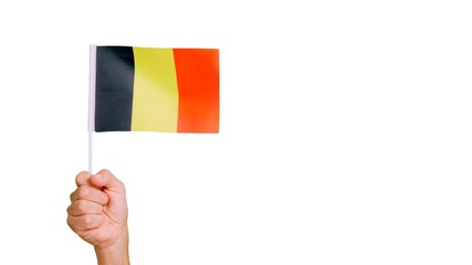 Wind waving a belgian pennant holding by a person