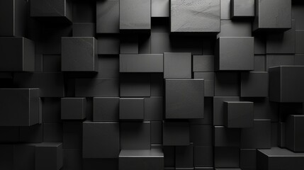 Abstract geometric blocks in a dark background, rendered in 3D.