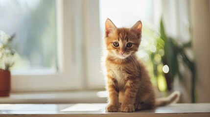 Kitten Sitting on White Surface