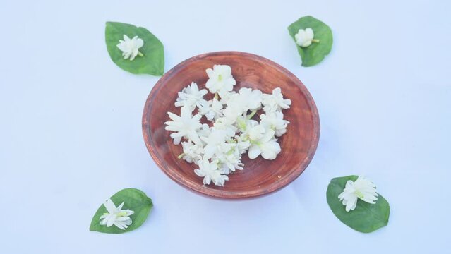 Jasminum sambac flower. The flower may be used as a fragrant ingredient in&nbsp;perfumes&nbsp;and&nbsp;jasmine tea. In India known as&nbsp;Mogra flower and beli flower. Its other names Arabian jasmine and Sambac jasmine.