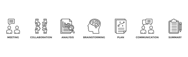 Brief banner web icon vector illustration concept for a briefing of business plan with an icon of meeting, collaboration, analysis, brainstorming, plan, communication, and summary