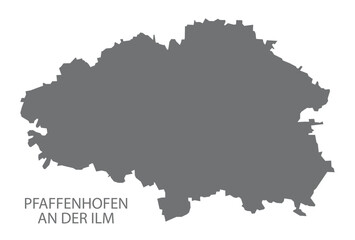 Pfaffenhofen an der Ilm German city map grey illustration silhouette shape