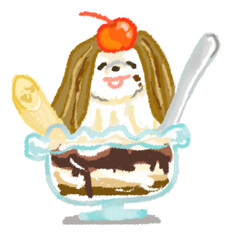 チョコバナナパフェになったシーズー犬