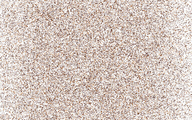 Coffee or chocolate powder, flying dust particles. Seamless white paper texture with brown dust particles. Cardboard paper gritty texture. Crushed granules of sand or brown sugar. Vector illustration