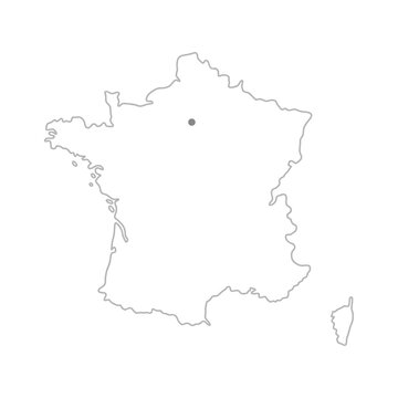 recommend clip art: シンプルなフランスの地図 - 首都パリの位置をマークしたおしゃれなデザイン