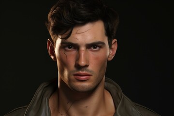 Obraz premium Stunning portrait of a male baker enhanced with AI technology, showcasing a beautiful face.