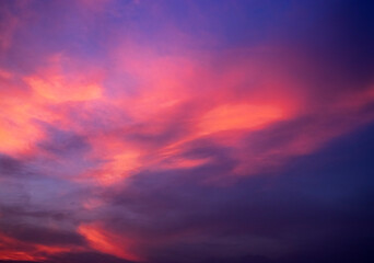twilight beautiful pink and purple sky with clouds