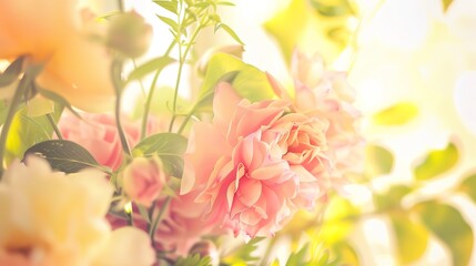 Container florals, close-up, gentle backlight, bright tones, dreamy, macro lens, compact design 