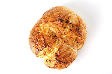 Loaf of bread isolated on white background. Whole bread.Crispy bread roll isolated against white background