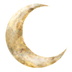 Crescent yellow and beige colors on a white background. Watercolor illustration of a yellow crescent for children's design. Pastel colors. Elements of a children's room Digital in the watercolor style © Elena