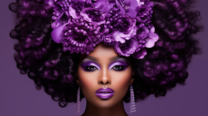 Beautiful woman, girl. Female model with Extraordinary amazing Hairstyle and Flawless professional Makeup. AI Generative.