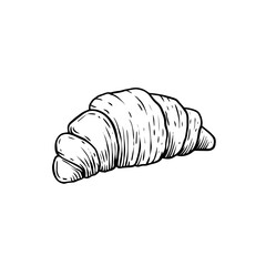 Handdrawn croissant sketch perfect for bakery or breakfast theme, detailed for food enthusiasts