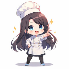 Cute chibi anime chef girl