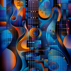 crazy colorful electric guitar