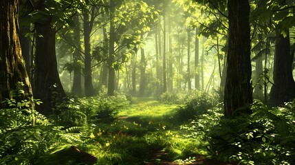 Fototapeta premium Lush Verdant Forest Teeming with Life and Resilience