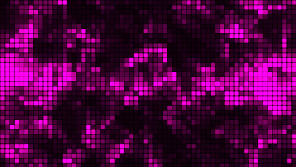 Purple mosaic background in technology concept. Abstract multicolored LED squares. Technology digital square lilac color background. Bright pixel grid background. 3D rendering