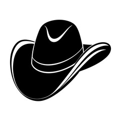 Cowboy hat icon in silhouette style vector art illustration and Editable stroke