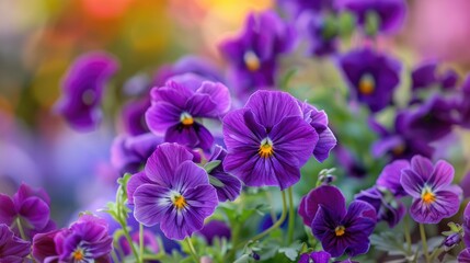 Purple flowers in the garden are shown in a close up shot