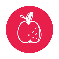 Red apple fruit sketch. Pencil drawing illustration. Pen or marker color symbol. Round icon