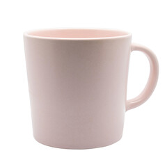 Ceramic mug. Clean cup isolated on transparent background. Side view. Empty vessel