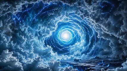 Galactic portal with a fractal ring of fire and illuminated smoke. A fantasy scene combining science and magic, reflecting a powerful, mysterious energy flow through space.