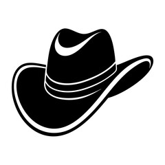 Cowboy hat icon in silhouette style vector art illustration and Editable stroke