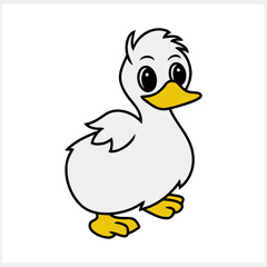 Doodle duck clip art isolated. Hand drawn animal bird icon. Vector stock illustration. EPS 10