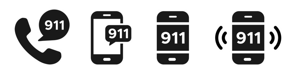 911 emergency call number vector icon designs