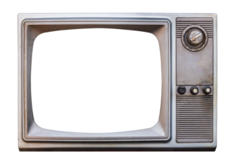old bronze or silver television on isolated background