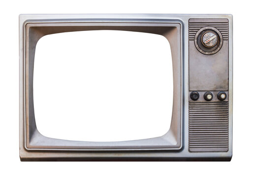 old bronze or silver television on isolated background