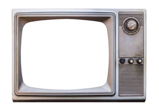 old bronze or silver television on isolated background