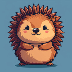 Fototapeta premium Vector_cute_Porcupine_raising_quills_cartoon_vec