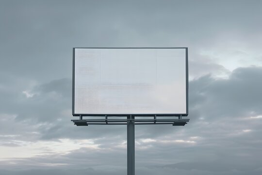 Empty billboard in cloudy weather, ready for advertisement. Concept of marketing, promotion and commercial display in an urban environment.